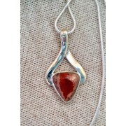 376 collier opale de feu mexicaine, argent sterling